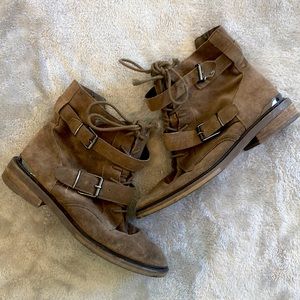 Vince Camuto lace up/buckle ankle moto booties!